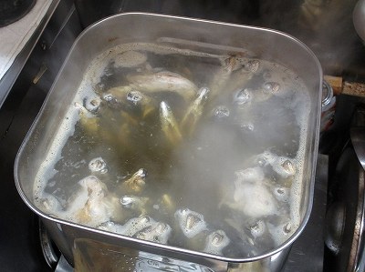 焼あごスープの仕込み